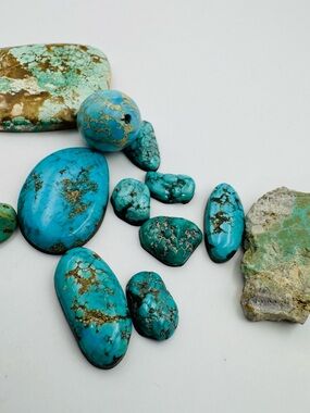 Earth Mined Turquoise Lot Cabochons Beads & Rough Parcel Findings